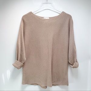 H&M Tan Wool Blend Ribbed Pullover Sweater, Size S